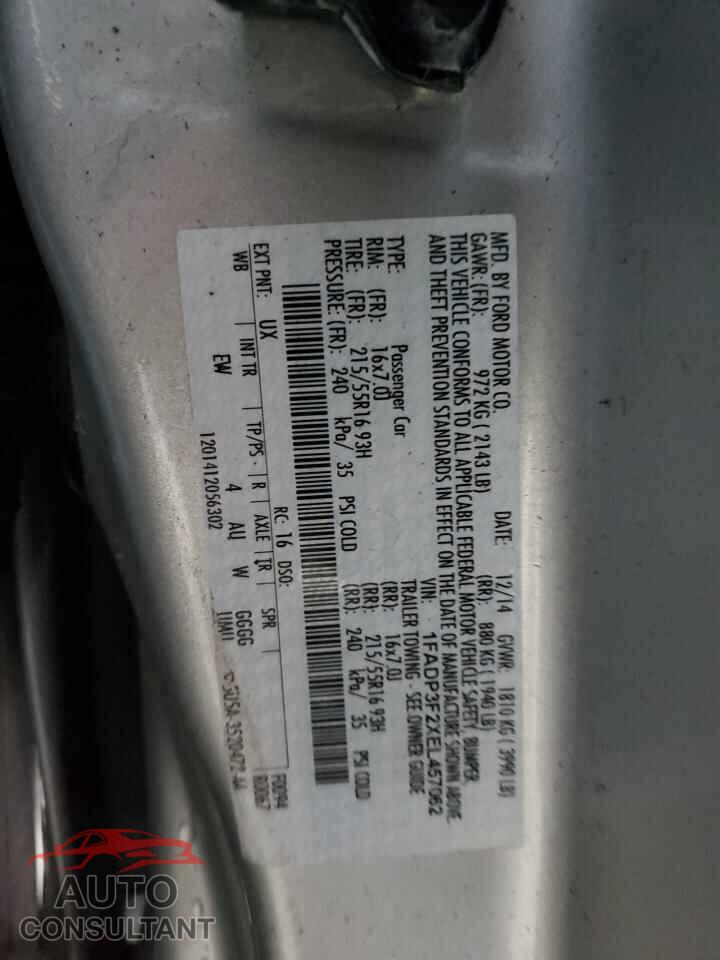 FORD FOCUS 2014 - 1FADP3F2XEL457062