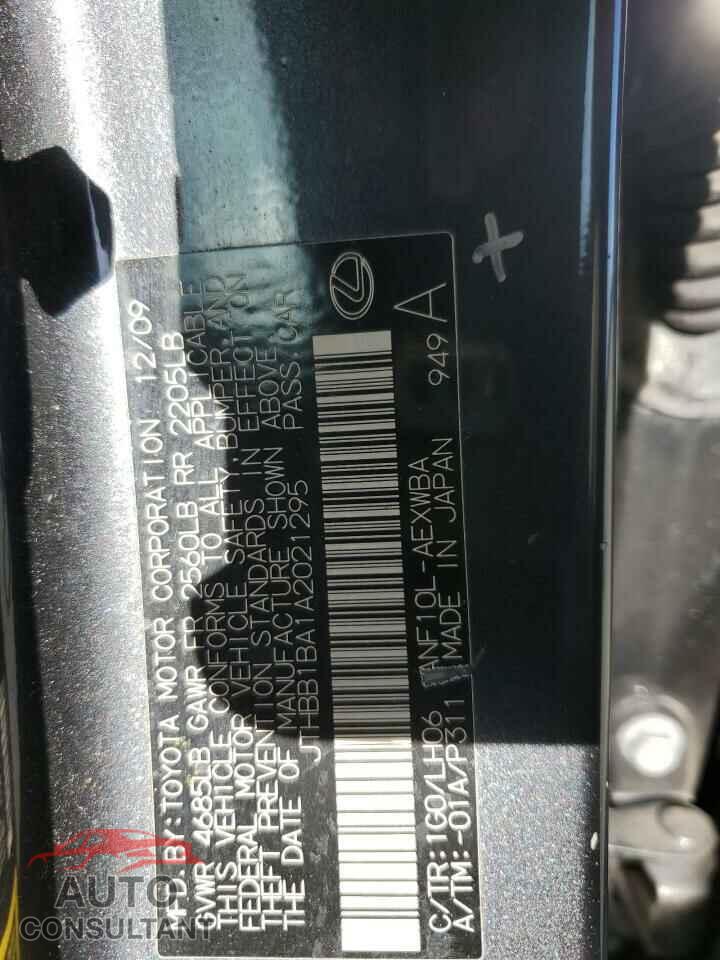 LEXUS HS 2010 - JTHBB1BA1A2021295