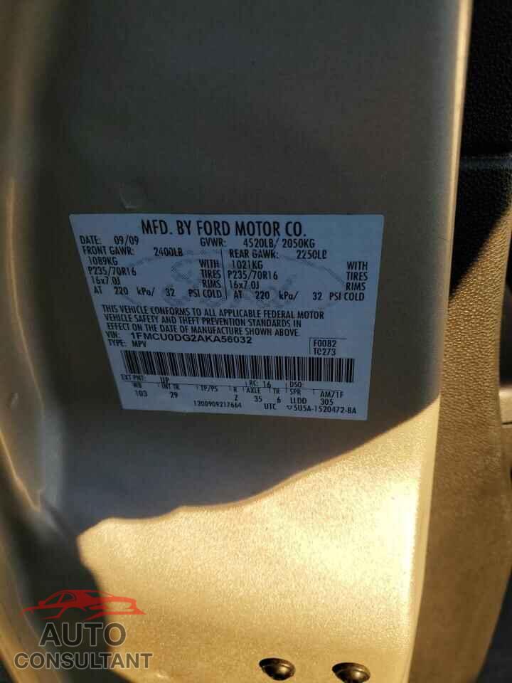 FORD ESCAPE 2010 - 1FMCU0DG2AKA56032