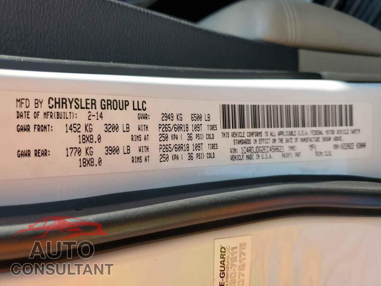 DODGE DURANGO 2014 - 1C4RDJDG2EC450621
