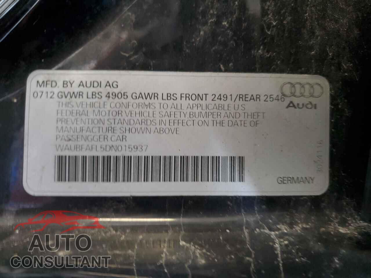 AUDI A4 2013 - WAUBFAFL5DN015937