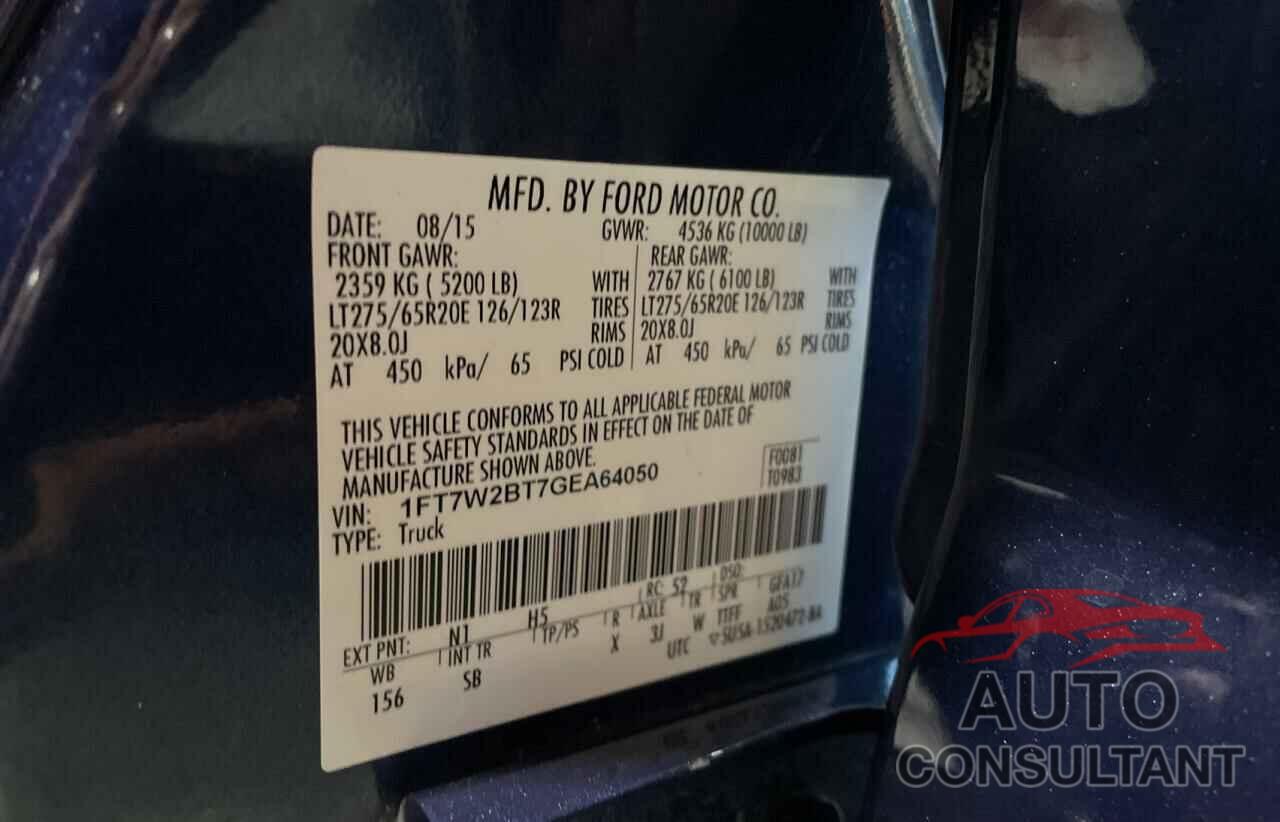 FORD F250 2016 - 1FT7W2BT7GEA64050