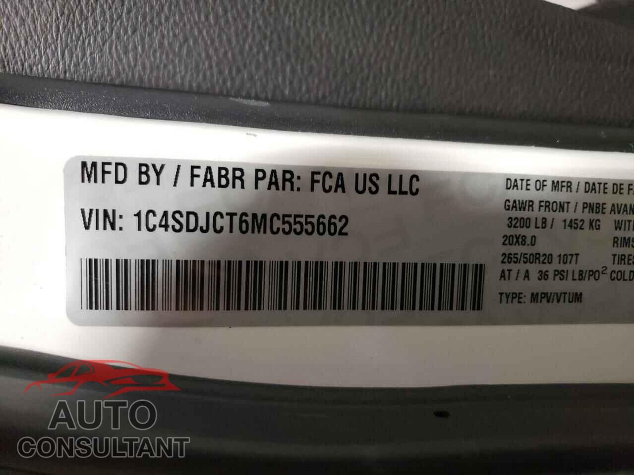 DODGE DURANGO 2021 - 1C4SDJCT6MC555662