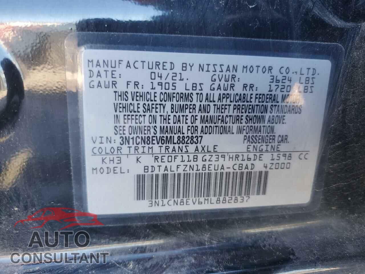NISSAN VERSA 2021 - 3N1CN8EV6ML882837
