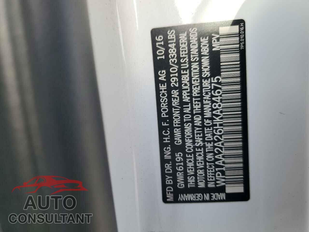 PORSCHE CAYENNE 2017 - WP1AA2A26HKA84675