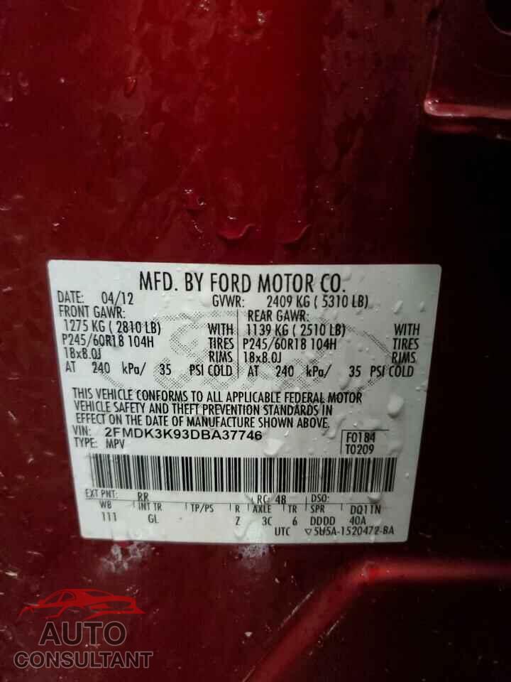 FORD EDGE 2013 - 2FMDK3K93DBA37746