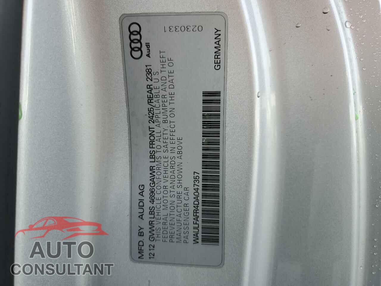 AUDI A5 2013 - WAULFAFR4DA047357