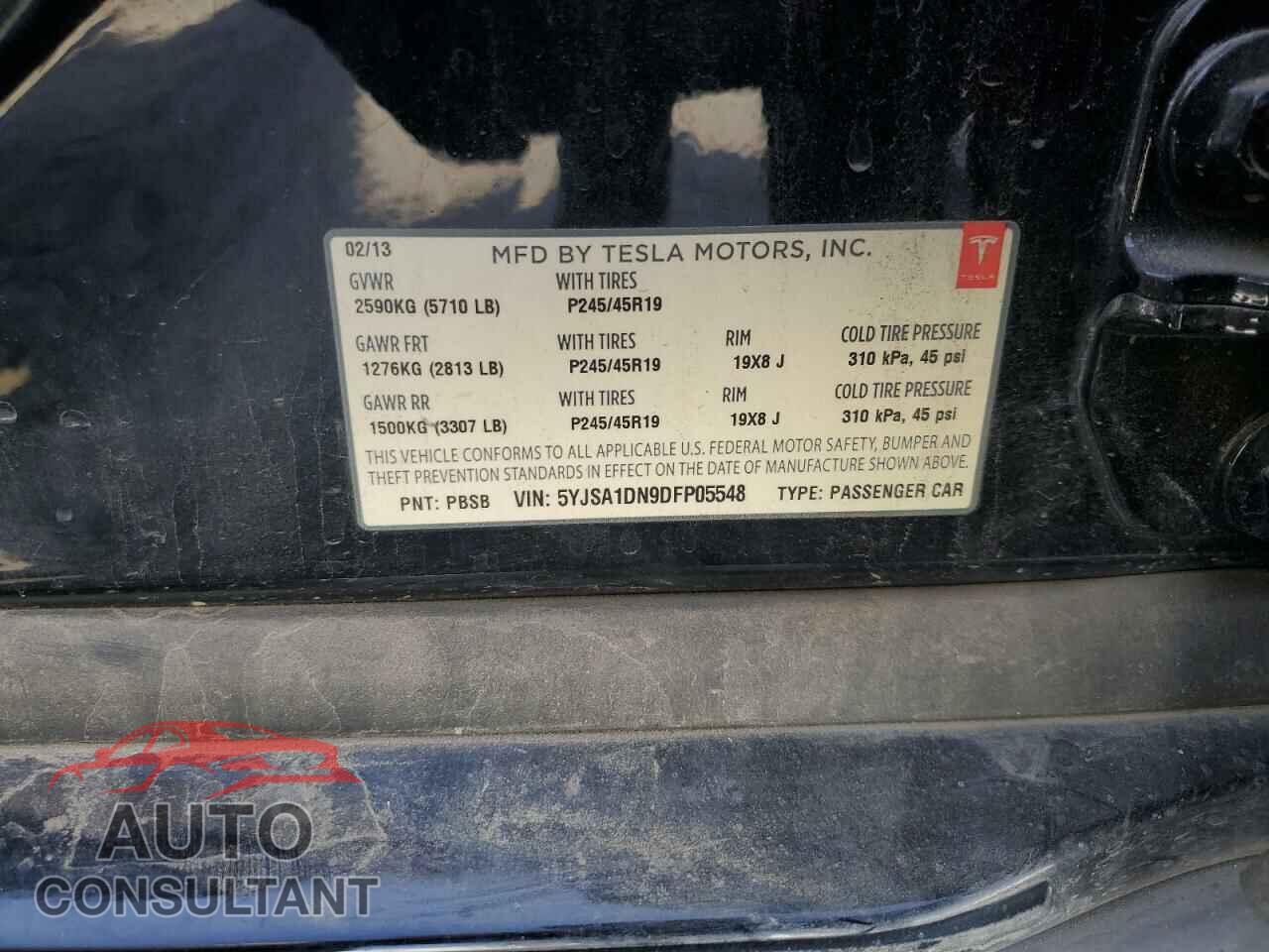 TESLA MODEL S 2013 - 5YJSA1DN9DFP05548