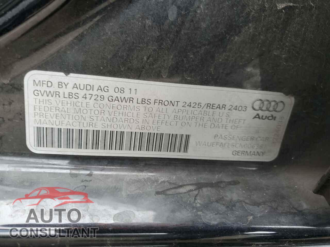 AUDI A4 2012 - WAUEFAFL5CN006361