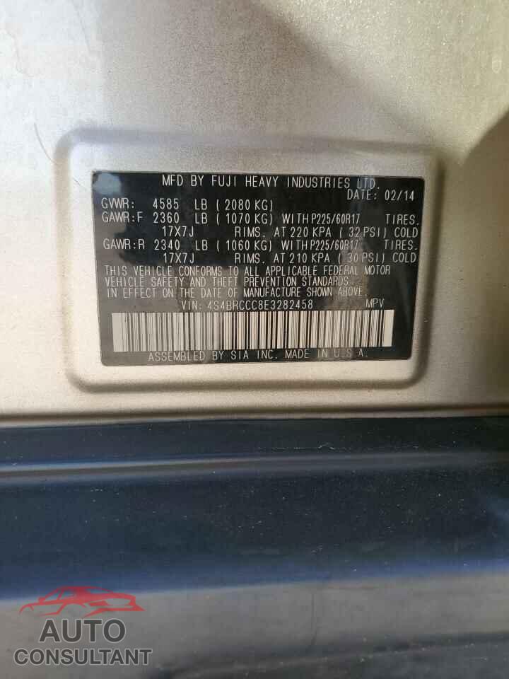 SUBARU OUTBACK 2014 - 4S4BRCCC8E3282458
