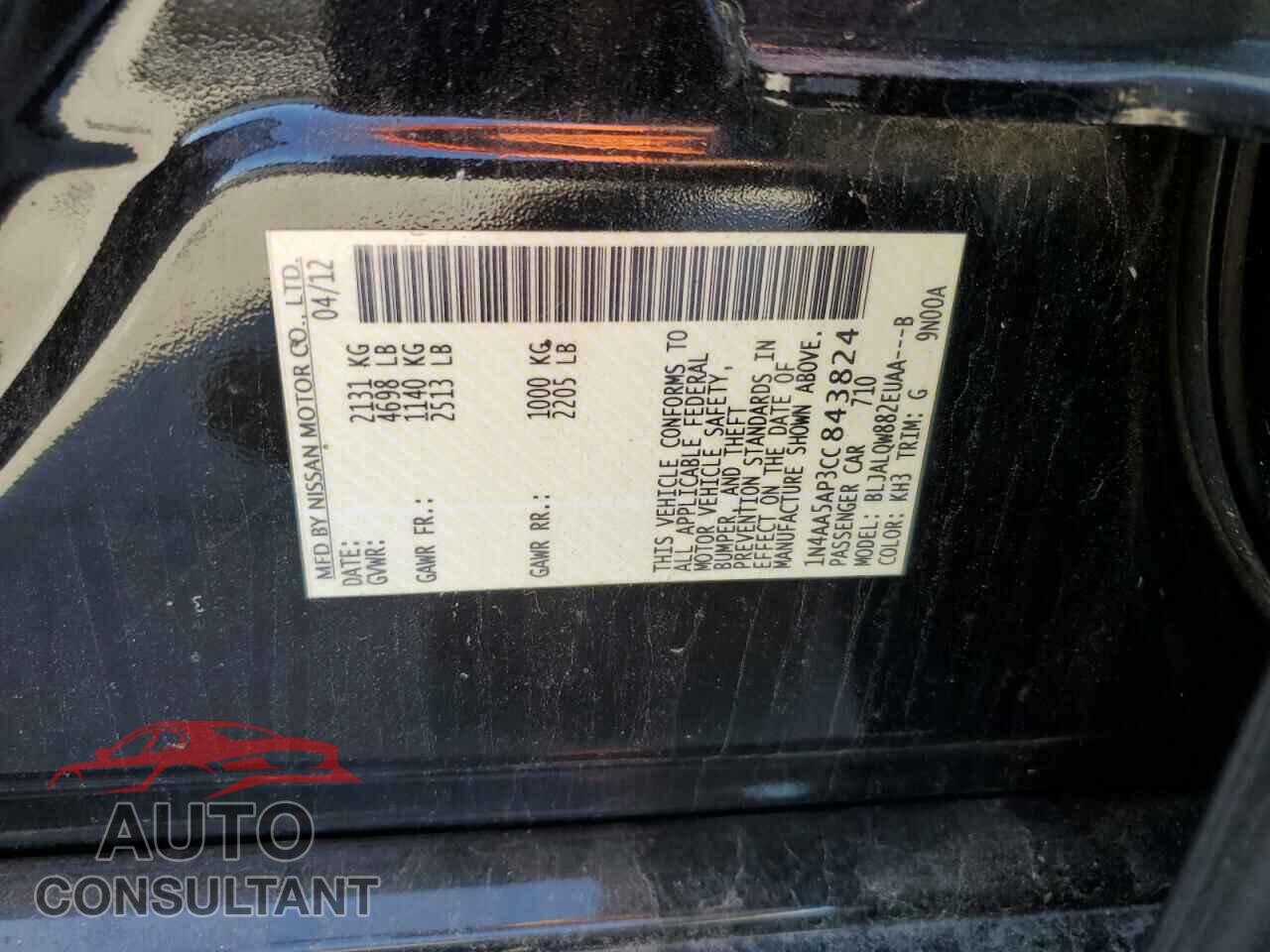 NISSAN MAXIMA 2012 - 1N4AA5AP3CC843824