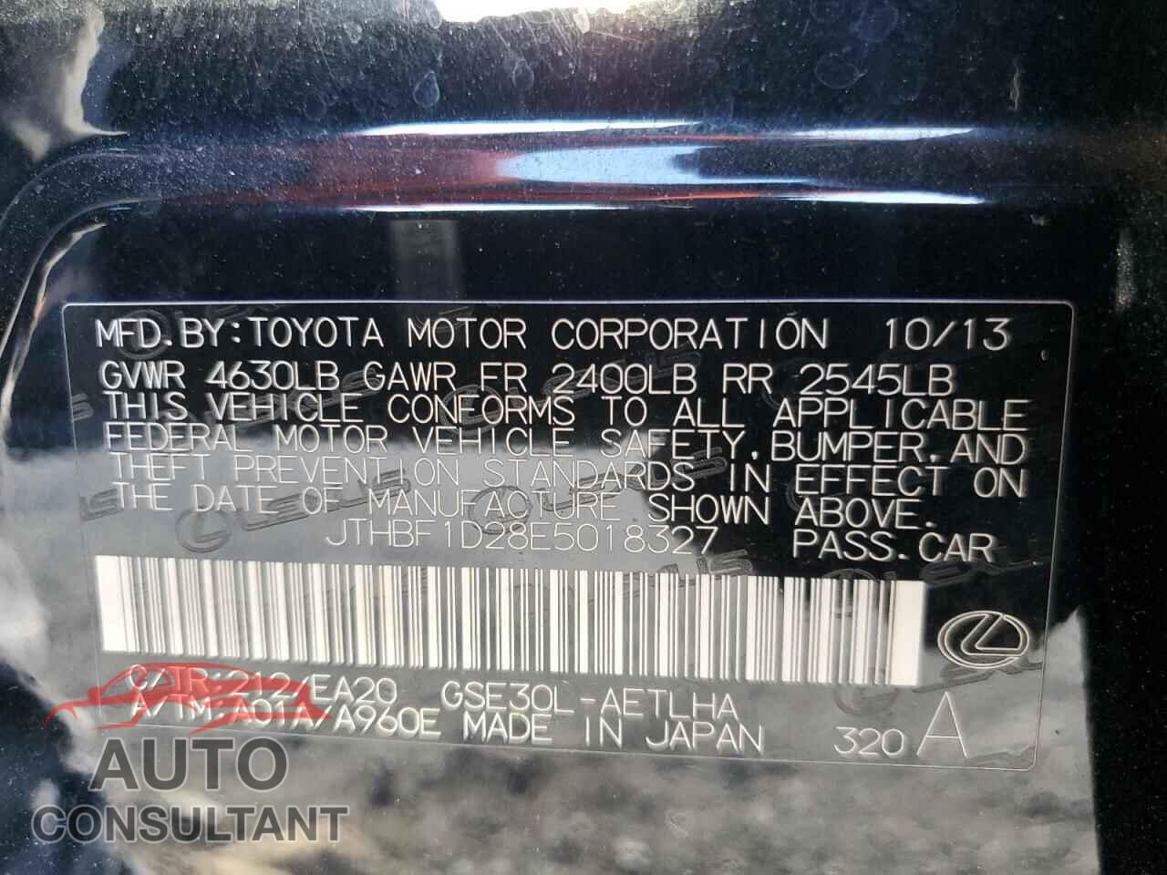 LEXUS IS 2014 - JTHBF1D28E5018327