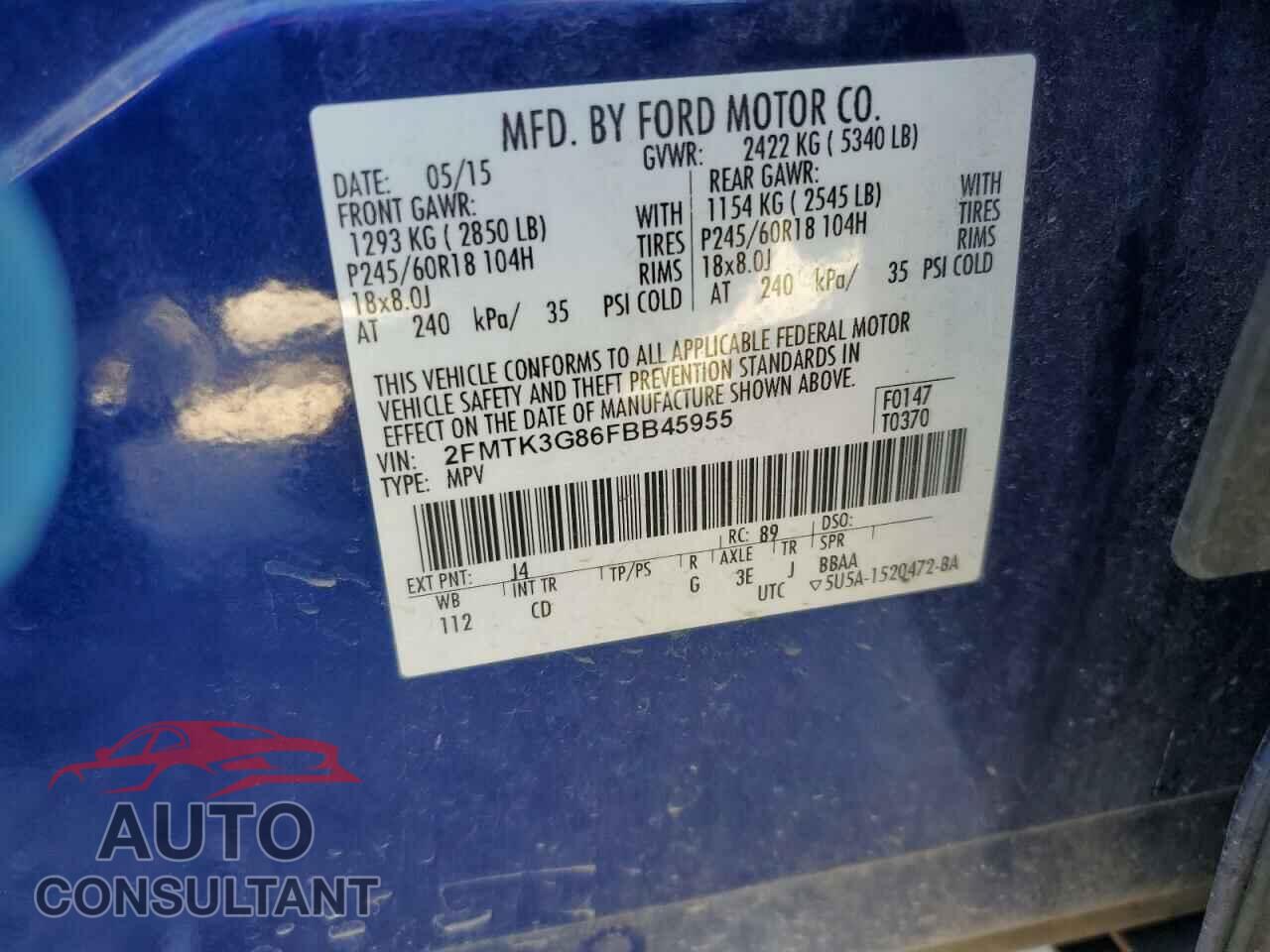 FORD EDGE 2015 - 2FMTK3G86FBB45955