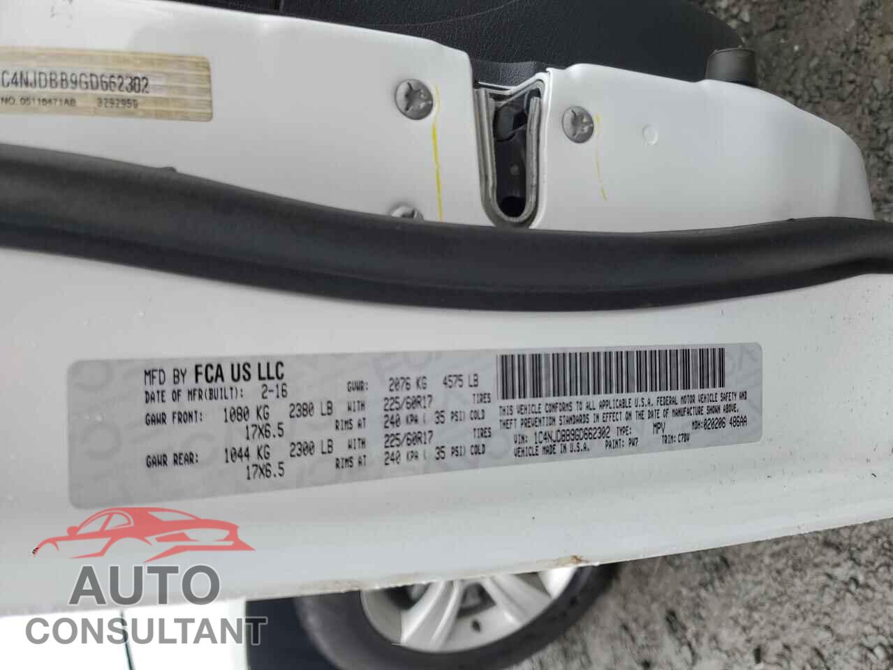 JEEP COMPASS 2016 - 1C4NJDBB9GD662302