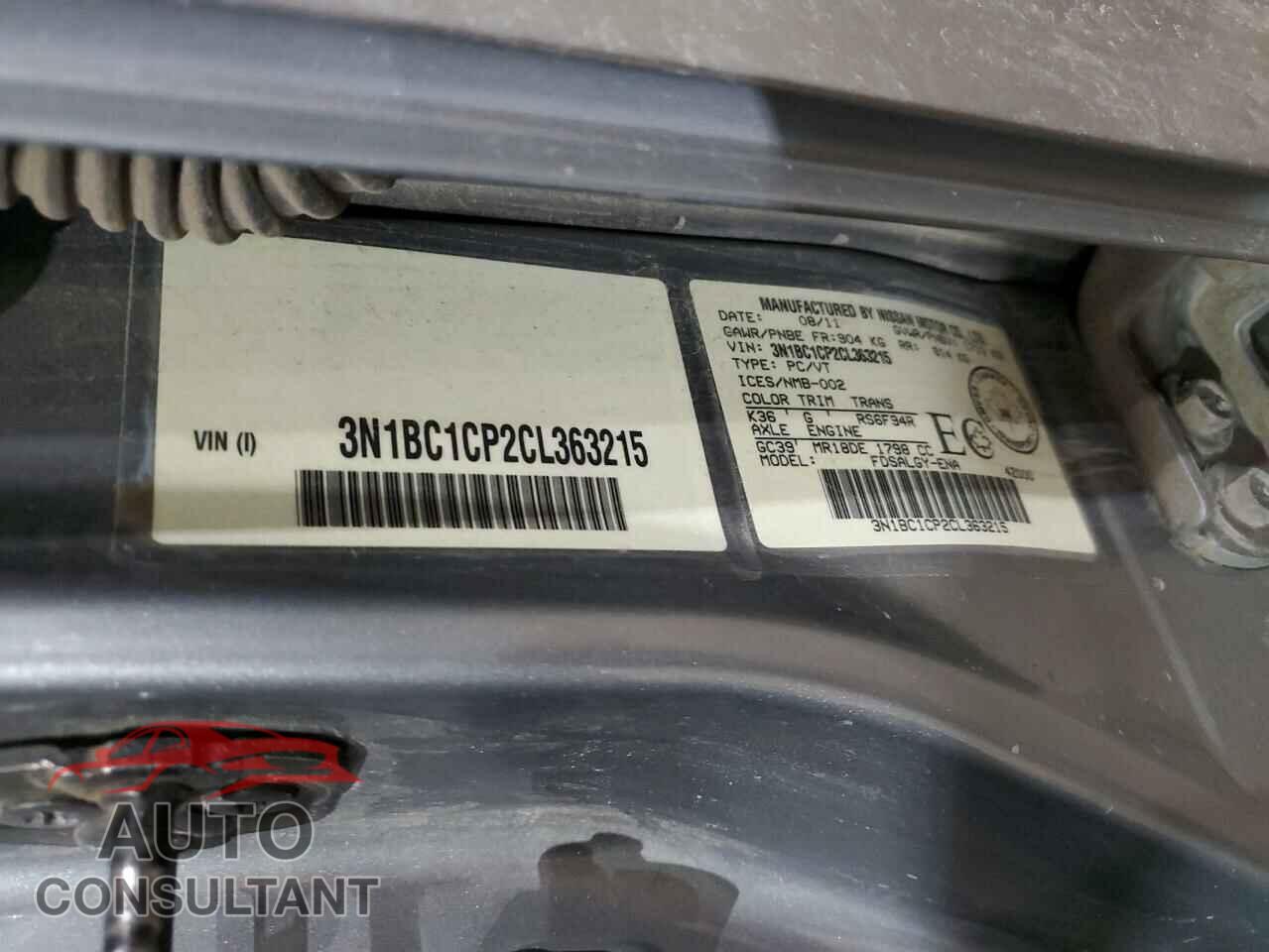 NISSAN VERSA 2012 - 3N1BC1CP2CL363215
