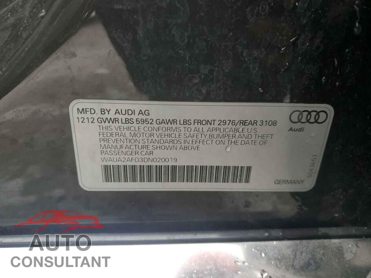 AUDI A8 2013 - WAUA2AFD3DN020019