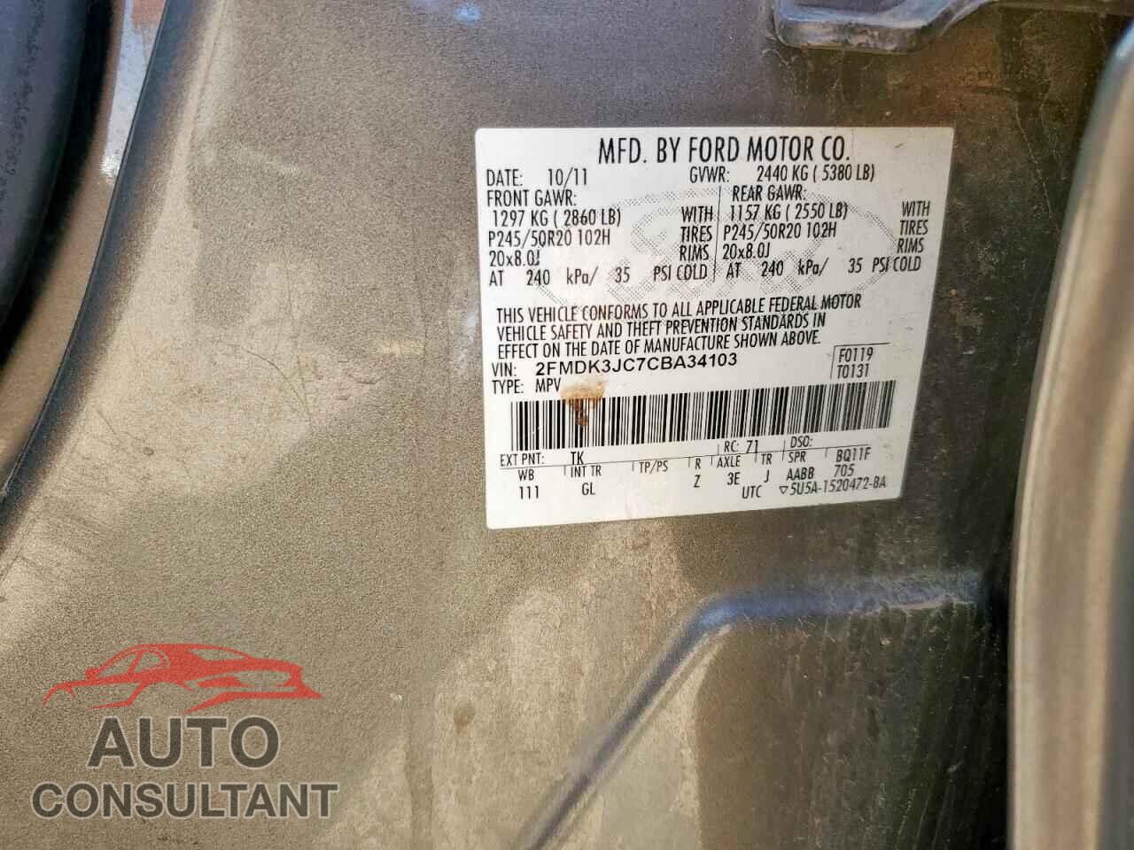 FORD EDGE 2012 - 2FMDK3JC7CBA34103