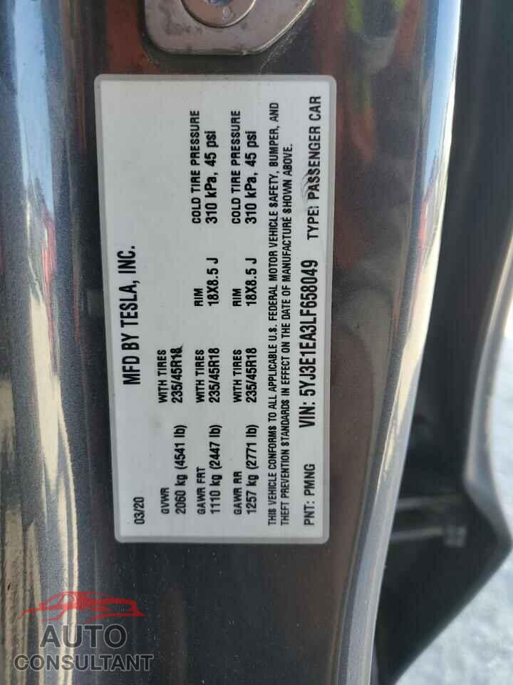 TESLA MODEL 3 2020 - 5YJ3E1EA3LF658049