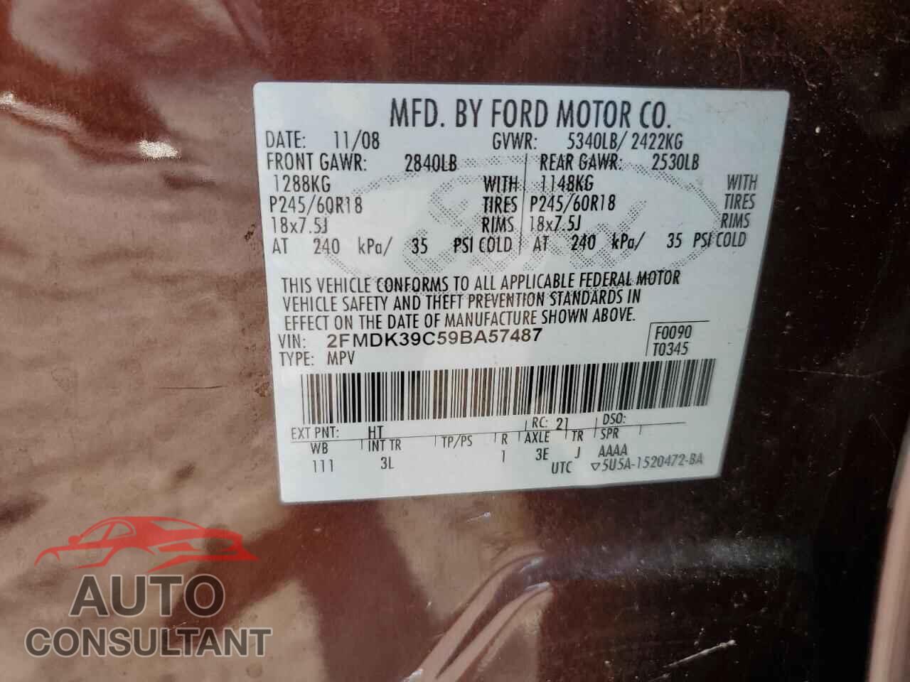 FORD EDGE 2009 - 2FMDK39C59BA57487