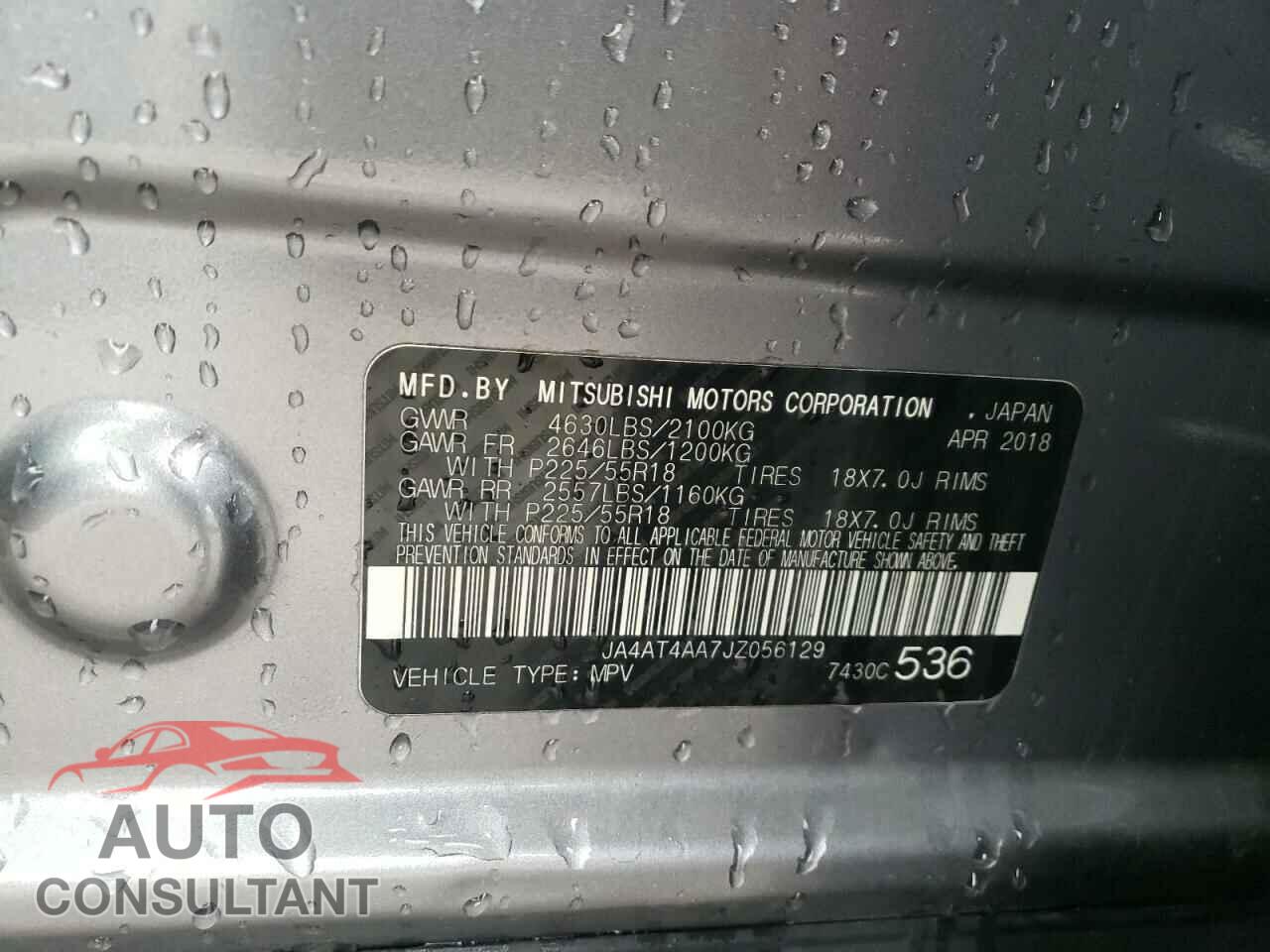 MITSUBISHI ECLIPSE 2018 - JA4AT4AA7JZ056129