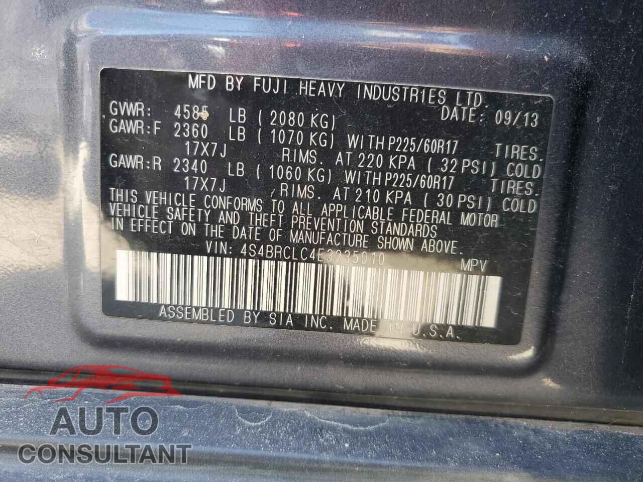 SUBARU OUTBACK 2014 - 4S4BRCLC4E3235010