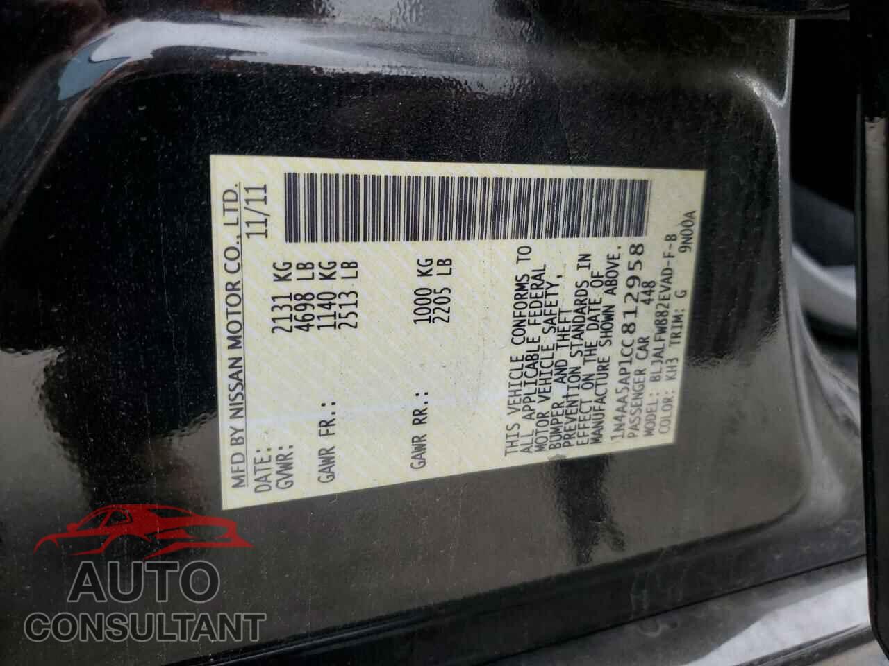 NISSAN MAXIMA 2012 - 1N4AA5AP1CC812958