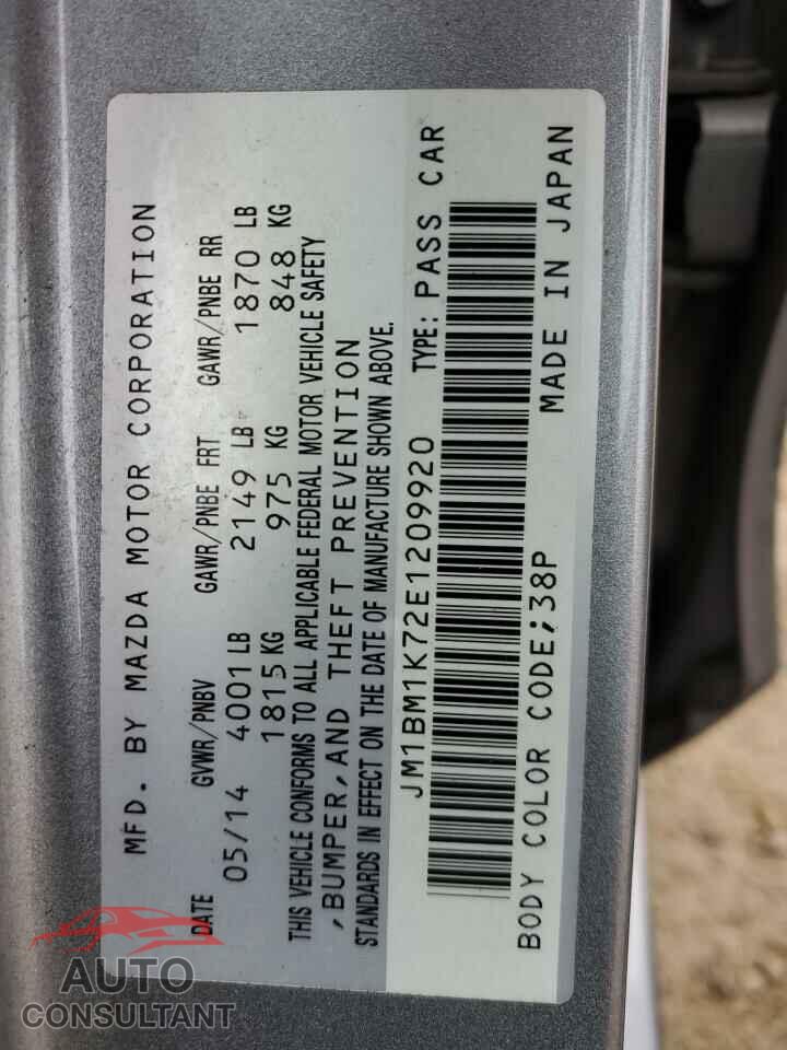 MAZDA 3 2014 - JM1BM1K72E1209920