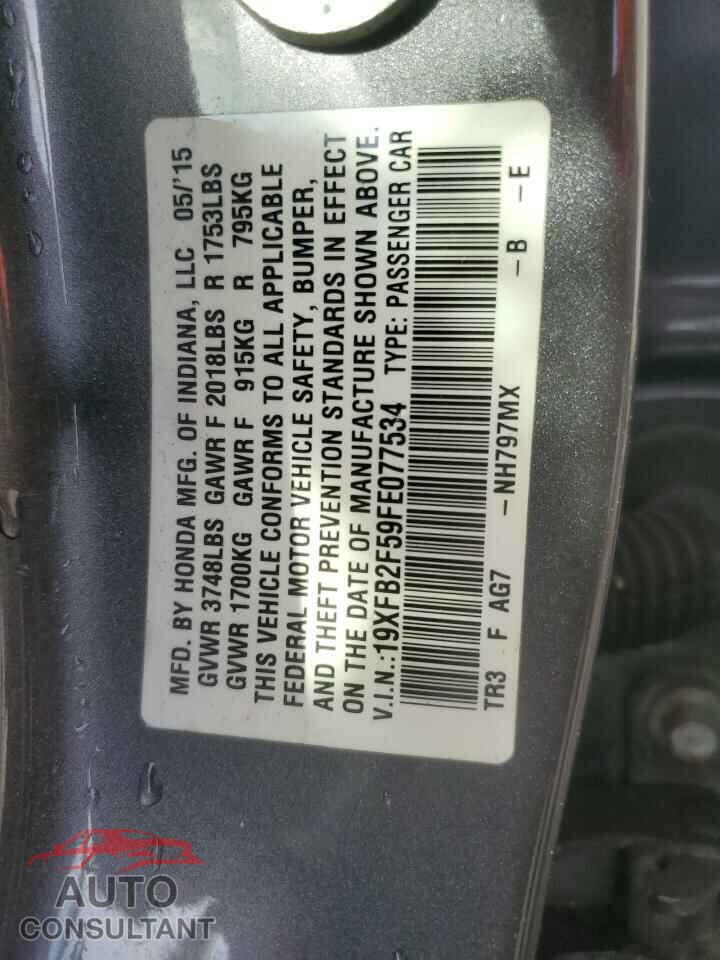 HONDA CIVIC 2015 - 19XFB2F59FE077534
