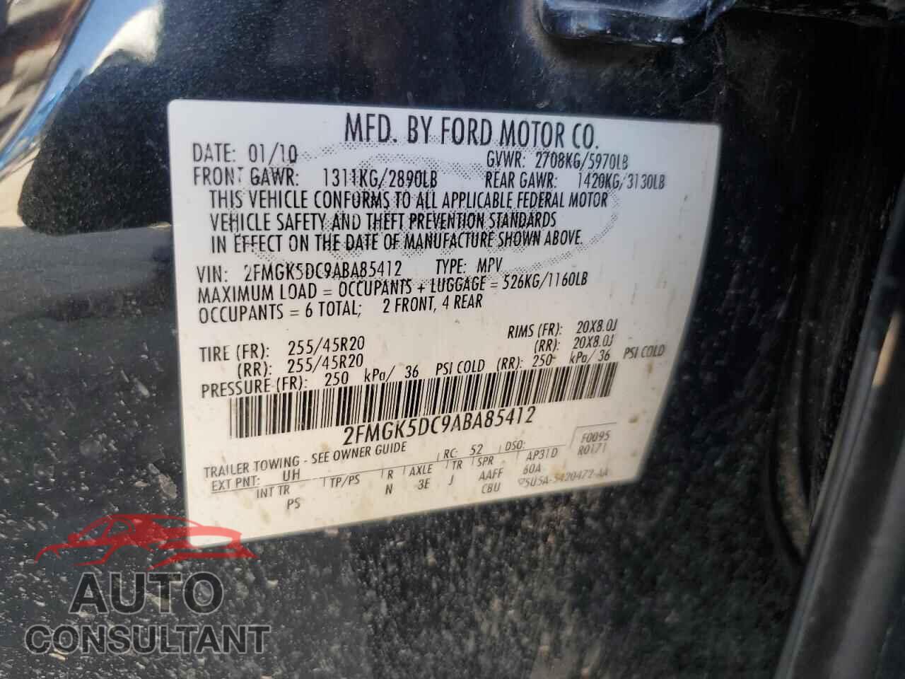 FORD FLEX 2010 - 2FMGK5DC9ABA85412