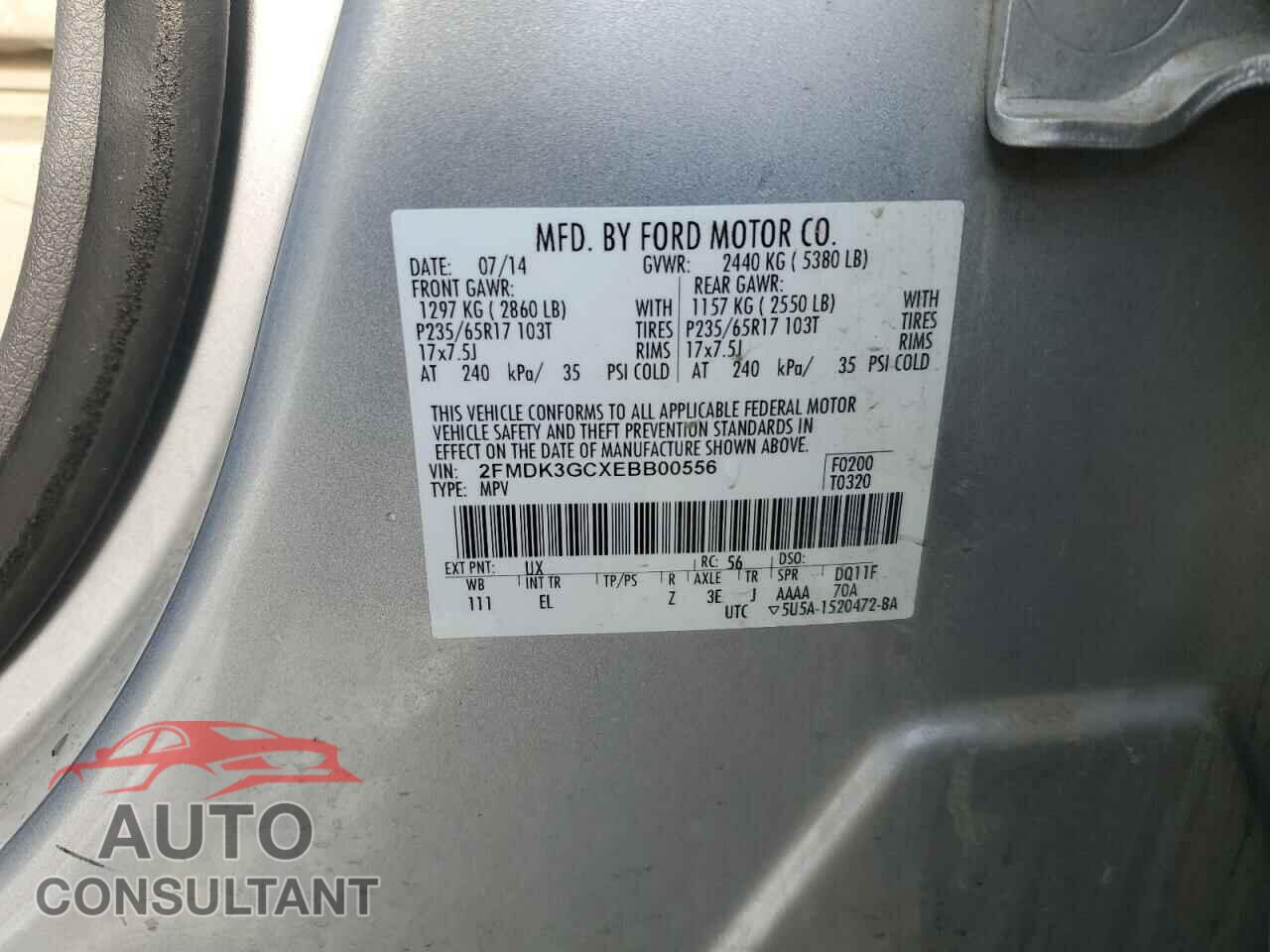FORD EDGE 2014 - 2FMDK3GCXEBB00556