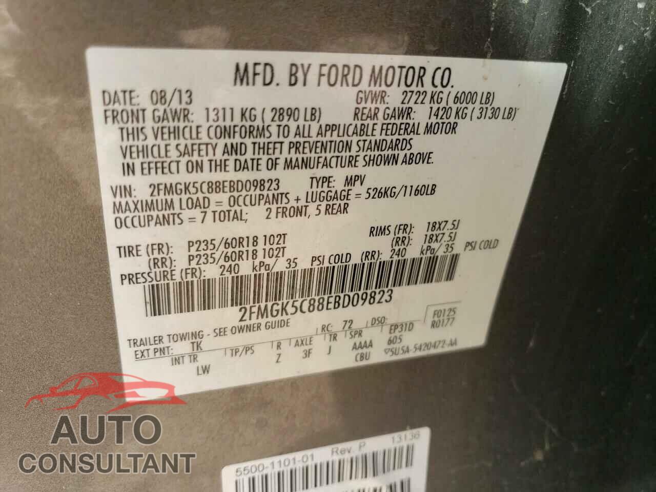 FORD FLEX 2014 - 2FMGK5C88EBD09823