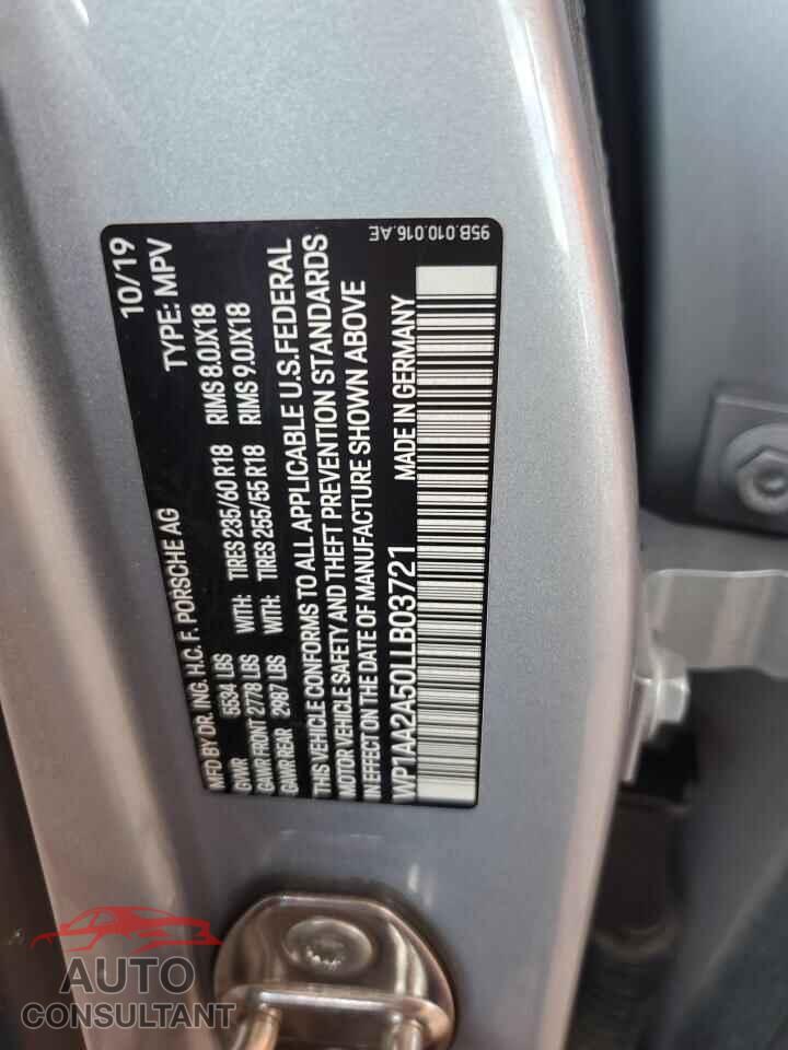 PORSCHE MACAN 2020 - WP1AA2A50LLB03721