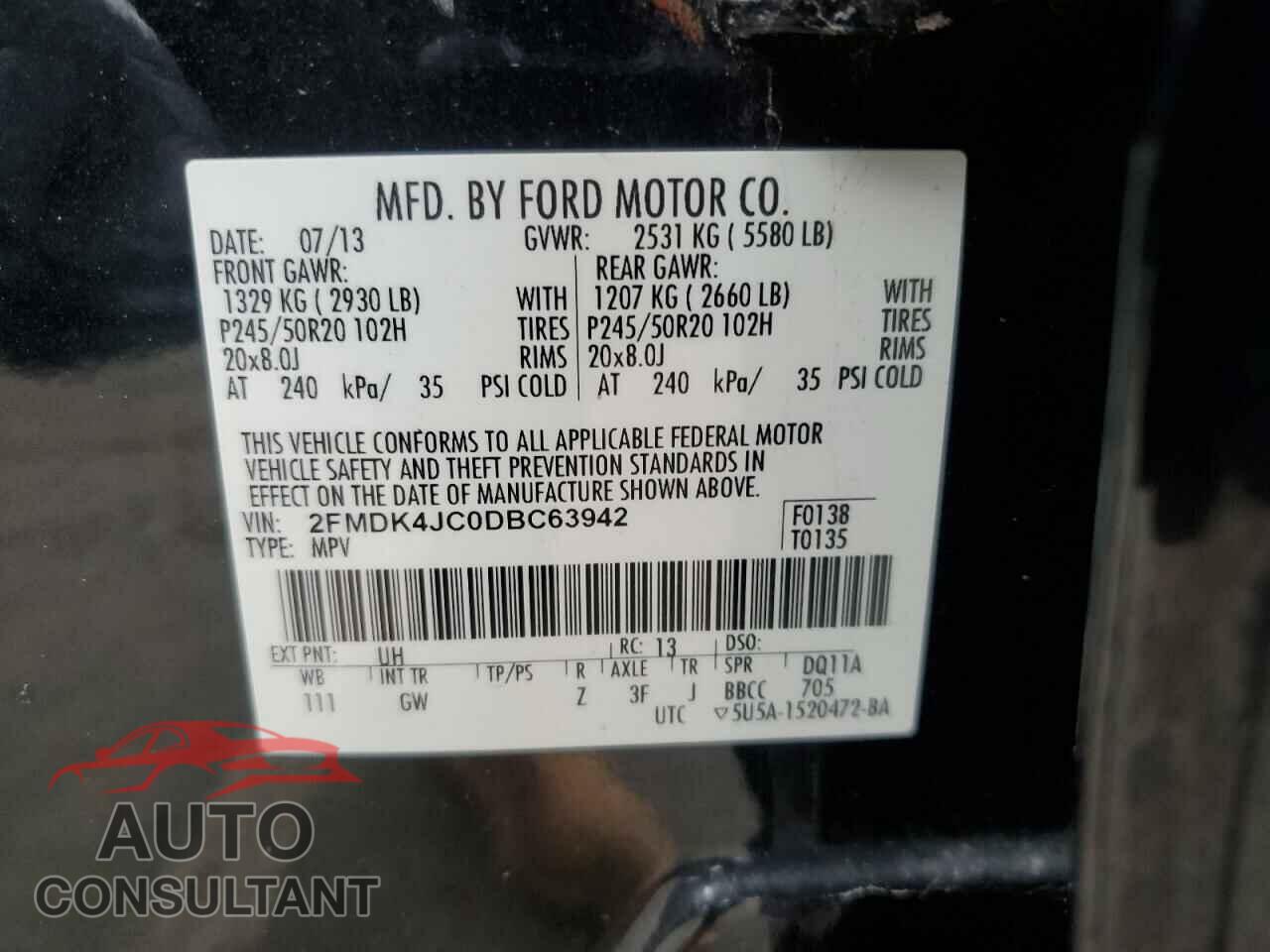 FORD EDGE 2013 - 2FMDK4JC0DBC63942