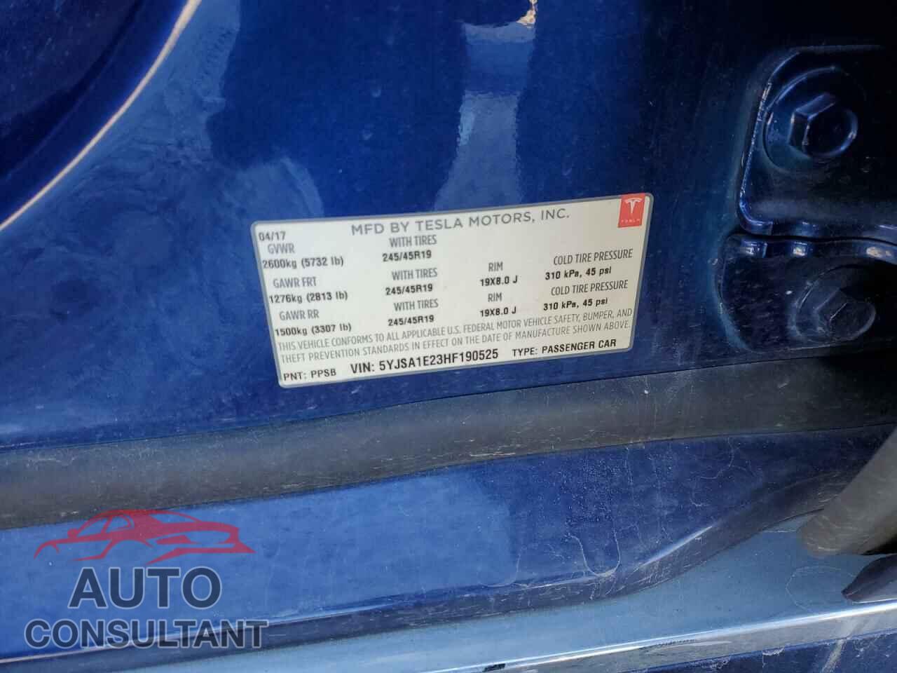 TESLA MODEL S 2017 - 5YJSA1E23HF190525