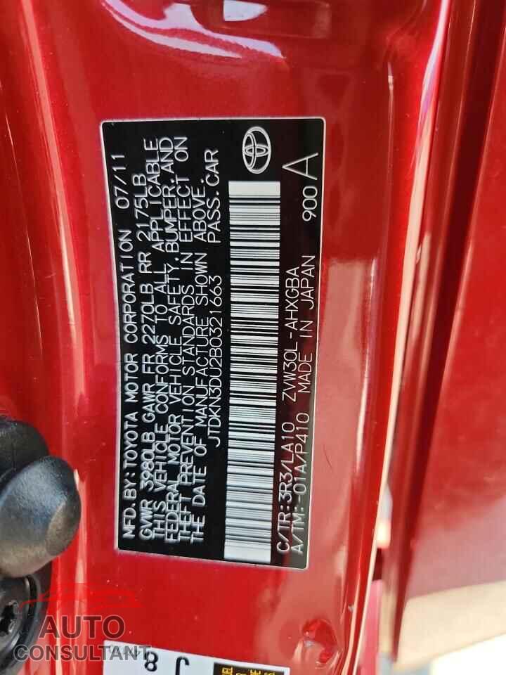 TOYOTA PRIUS 2011 - JTDKN3DU2B0321663