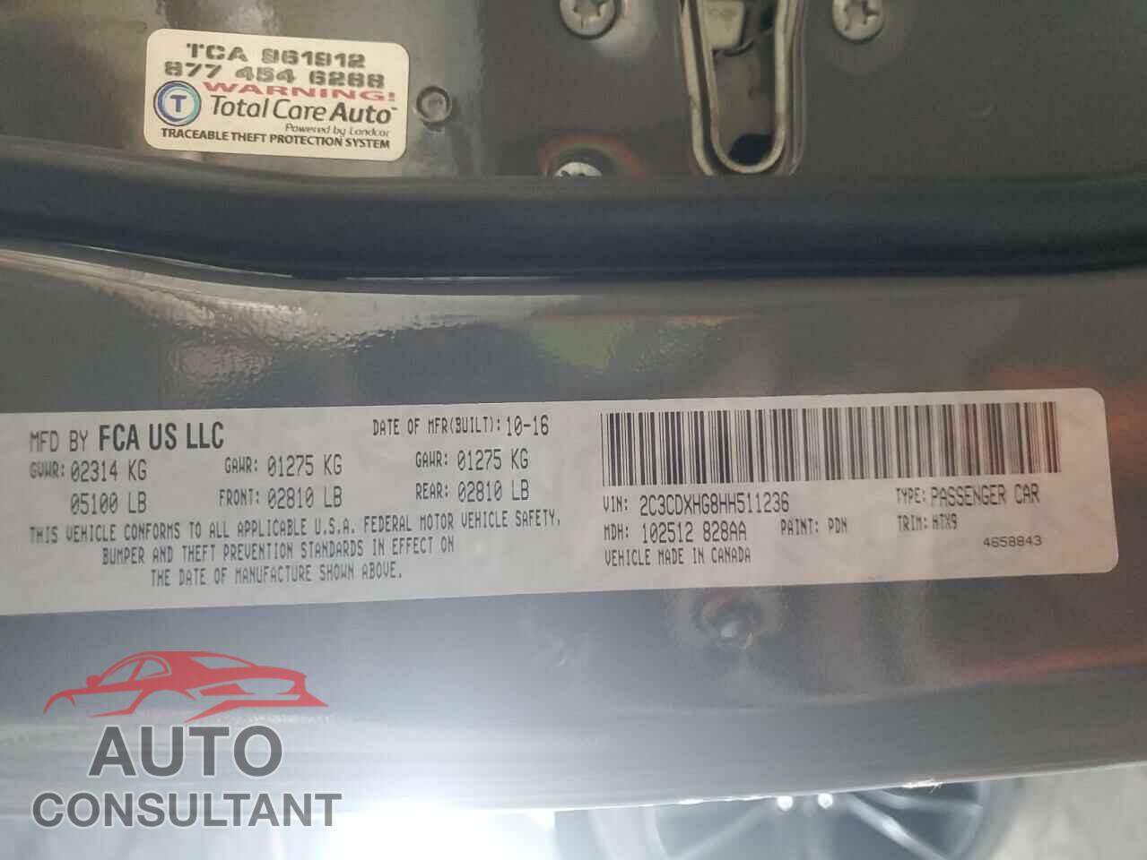 DODGE CHARGER 2017 - 2C3CDXHG8HH511236