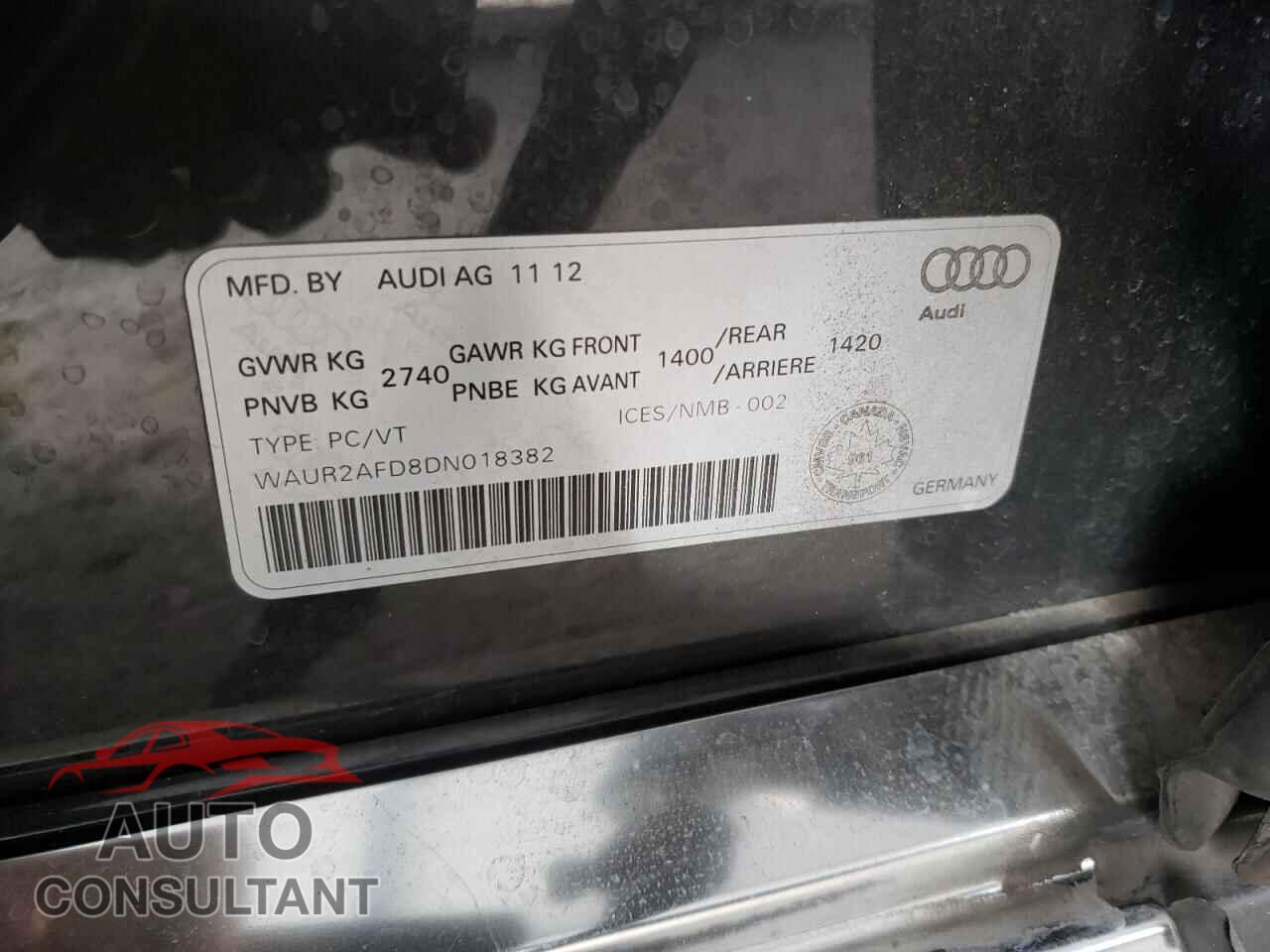AUDI A8 2013 - WAUR2AFD8DN018382