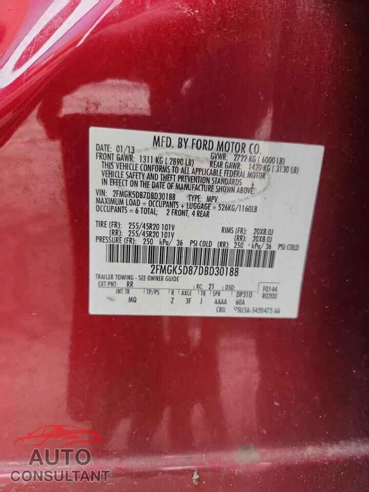 FORD FLEX 2013 - 2FMGK5D87DBD30188