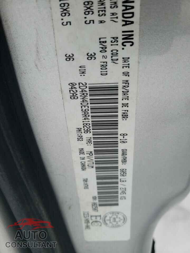 DODGE CARAVAN 2010 - 2D4RN4DE9AR418296