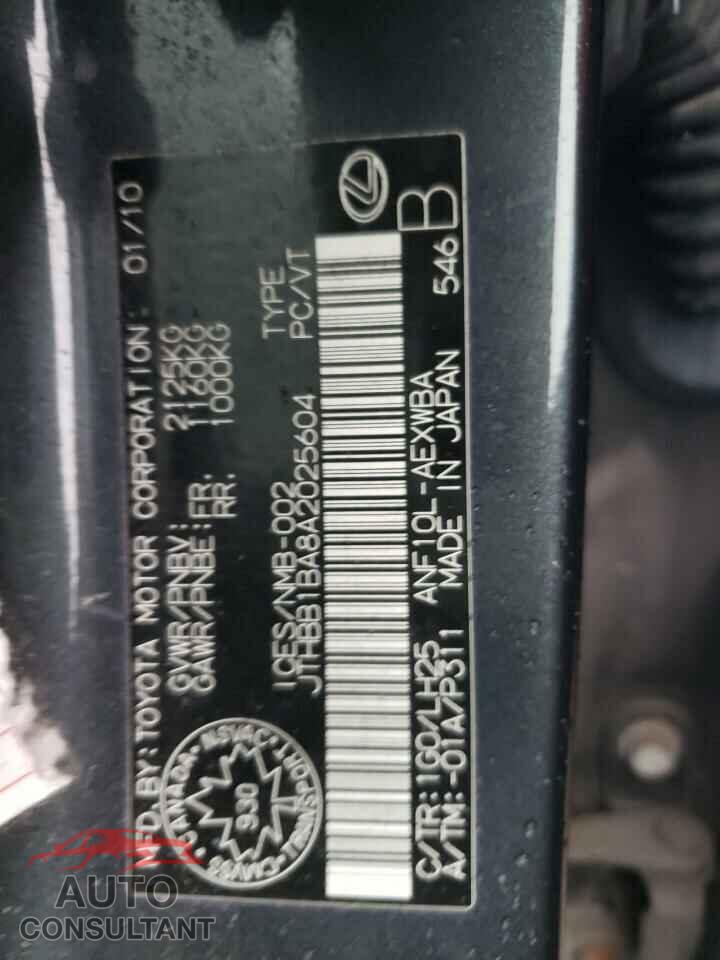 LEXUS HS 2010 - JTHBB1BA8A2025604