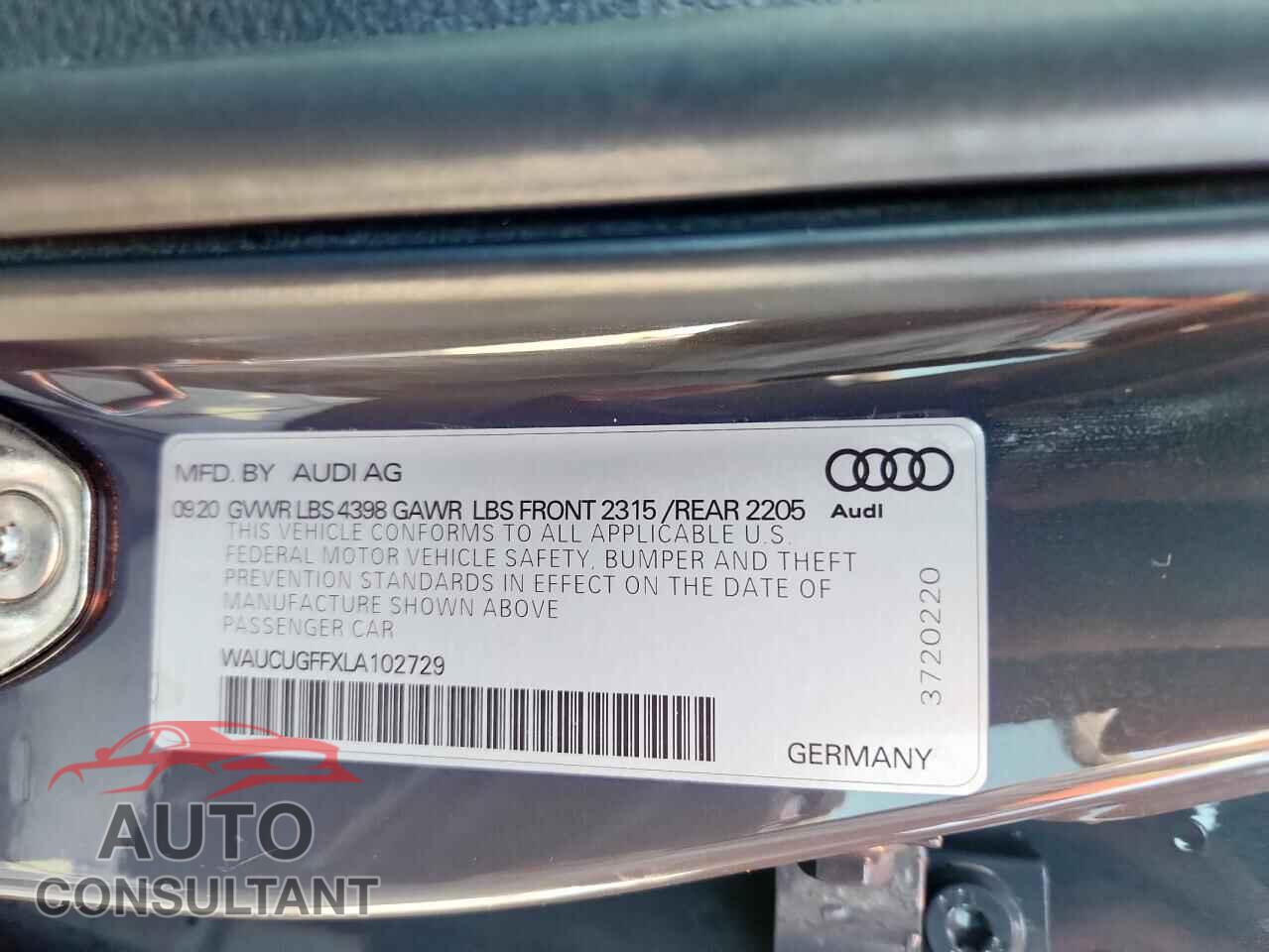 AUDI A3 2020 - WAUCUGFFXLA102729