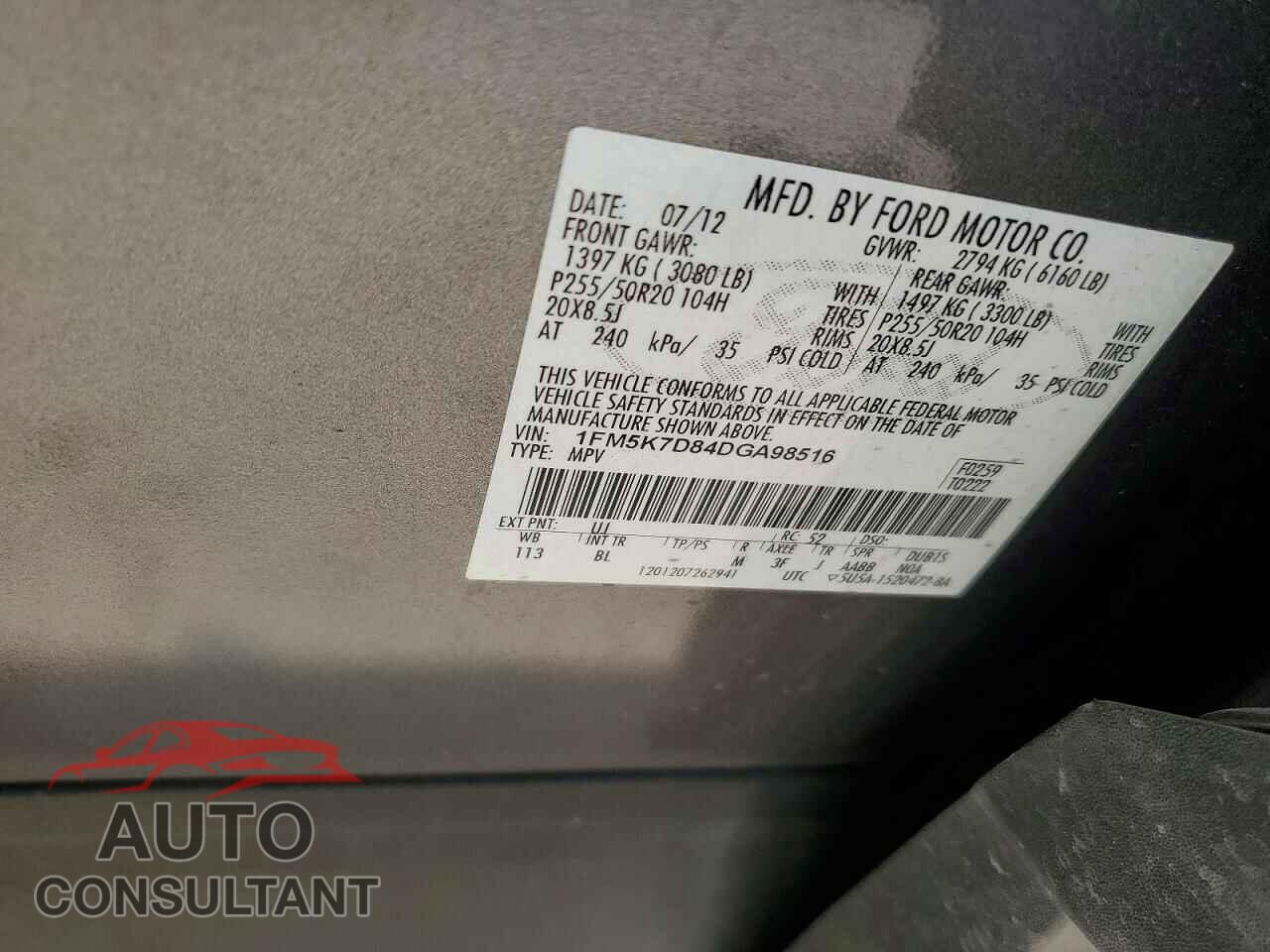 FORD EXPLORER 2013 - 1FM5K7D84DGA98516
