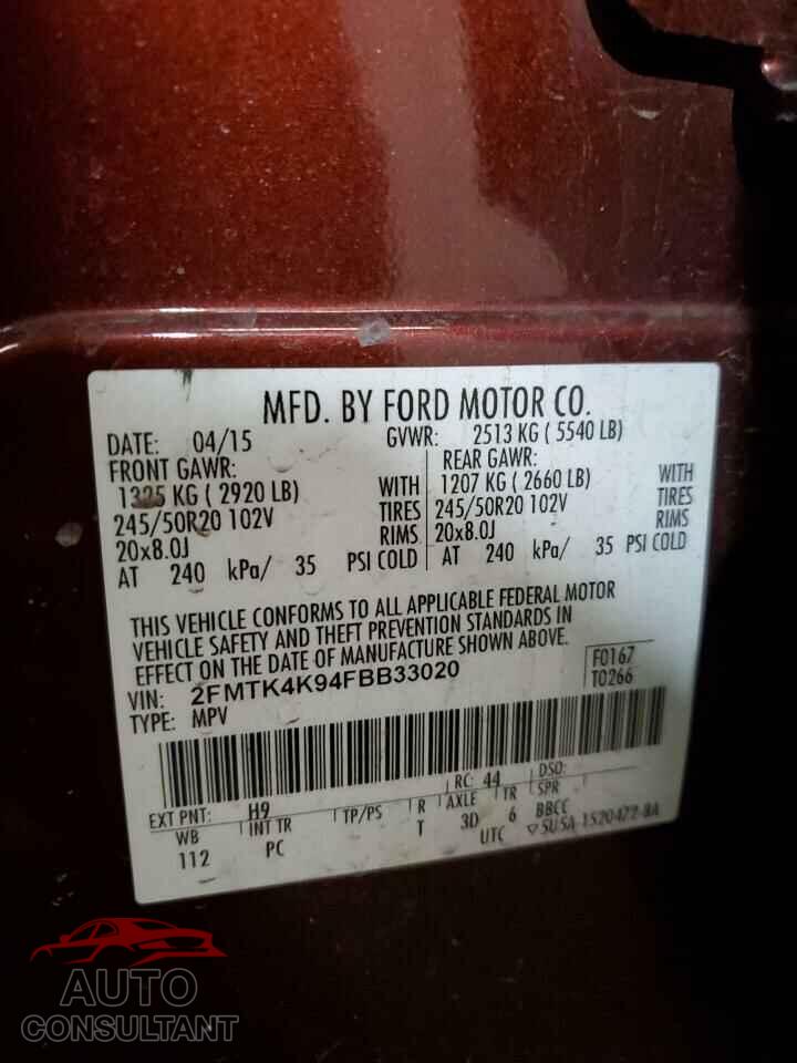 FORD EDGE 2015 - 2FMTK4K94FBB33020