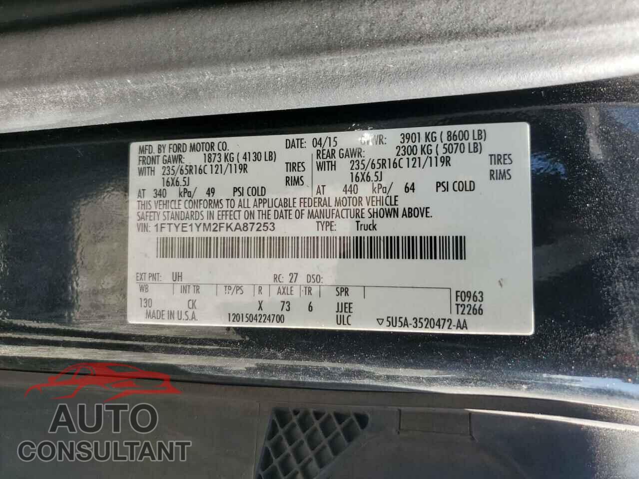 FORD TRANSIT 2015 - 1FTYE1YM2FKA87253