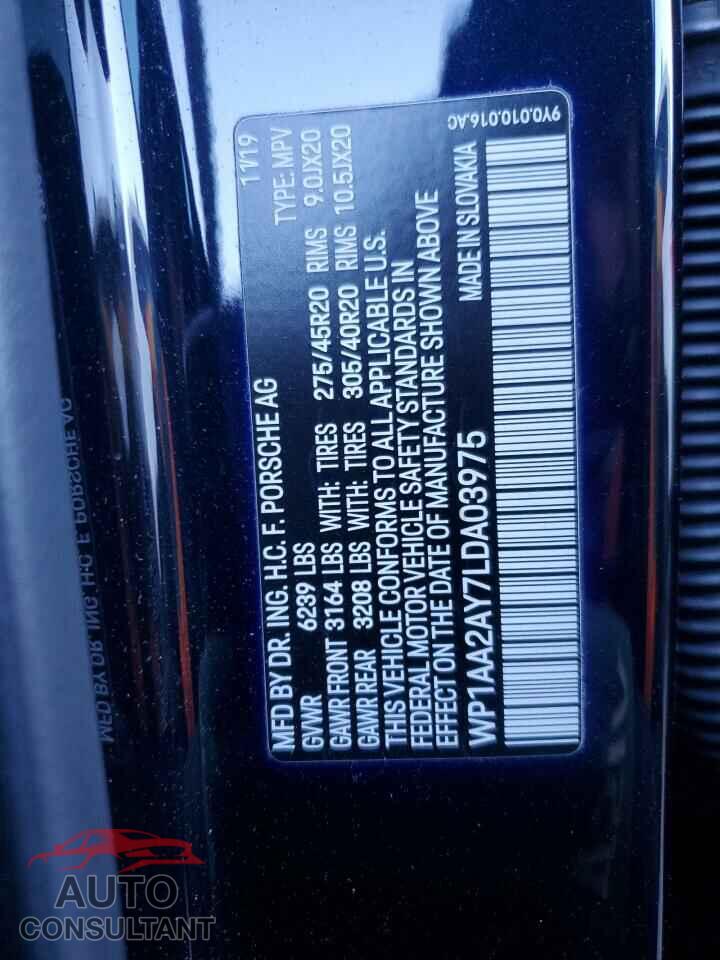 PORSCHE CAYENNE 2020 - WP1AA2AY7LDA03975