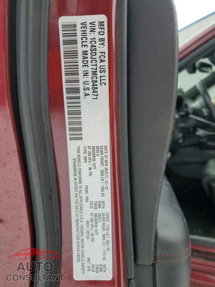 DODGE DURANGO 2021 - 1C4SDJCT7MC848471