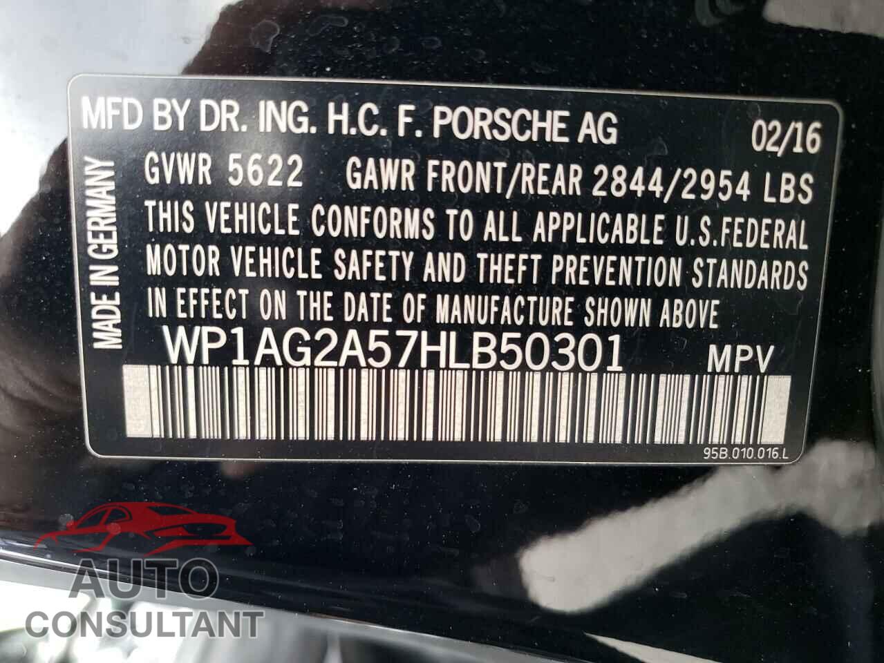 PORSCHE MACAN 2017 - WP1AG2A57HLB50301