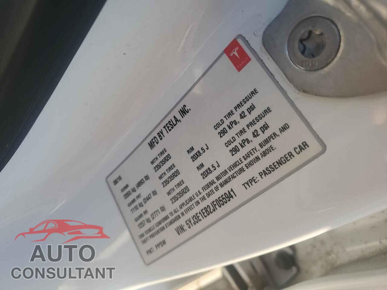 TESLA MODEL 3 2018 - 5YJ3E1EB2JF055941