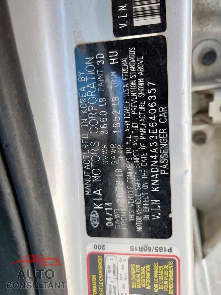 KIA RIO 2014 - KNADN4A33E6406357