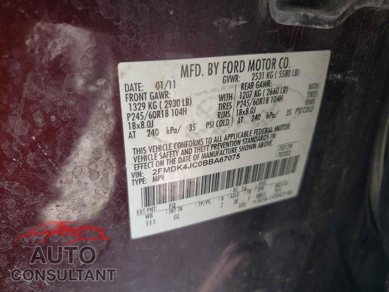 FORD EDGE 2011 - 2FMDK4JC0BBA67075